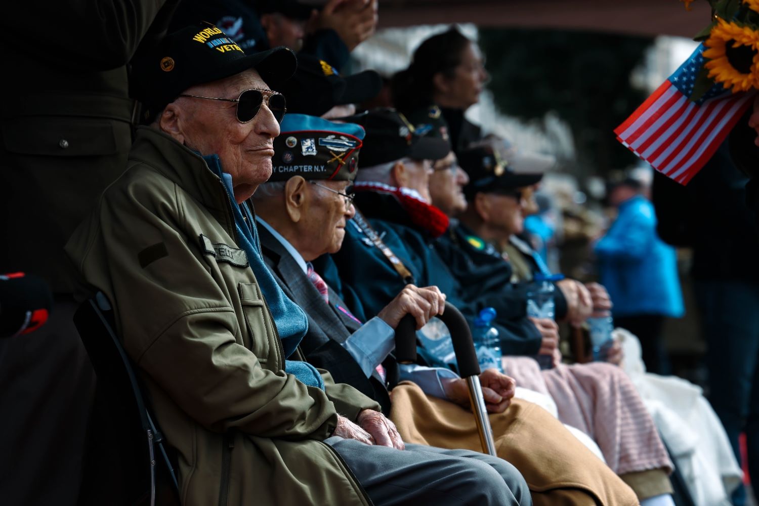 World War II veterans watched the Ticker Tape Parade in Maastricht, Netherlands