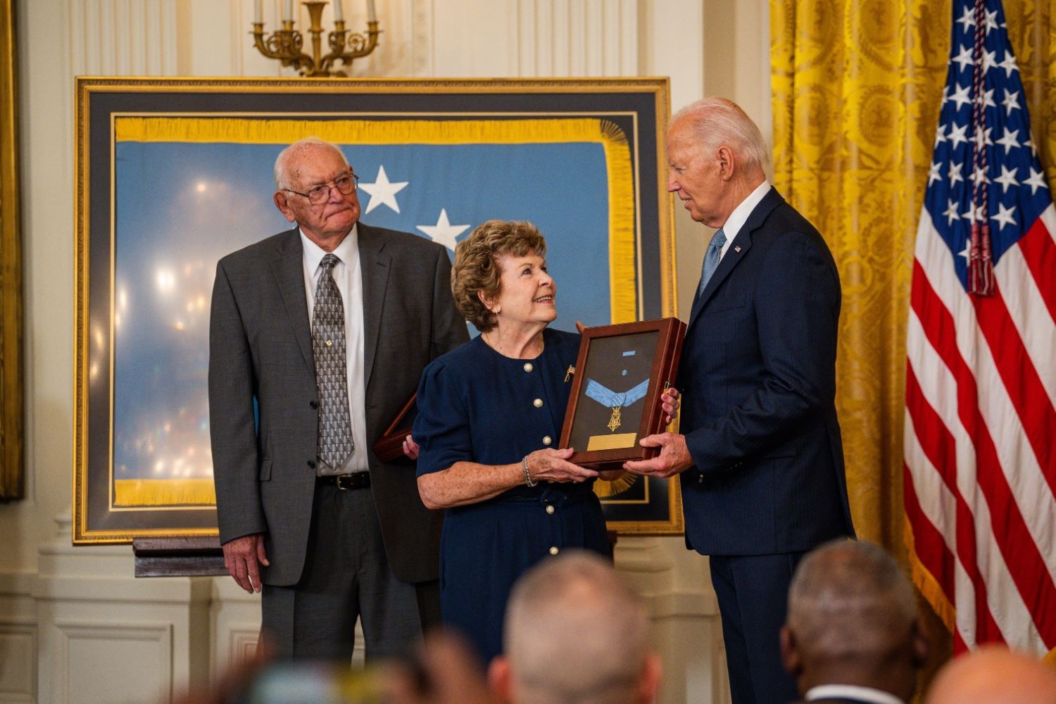 President Joe Biden presented the Medal of Honor for U.S. Army Pvt. George D. Wilson to Theresa Chandler, Wilson’s great-great-granddaughter