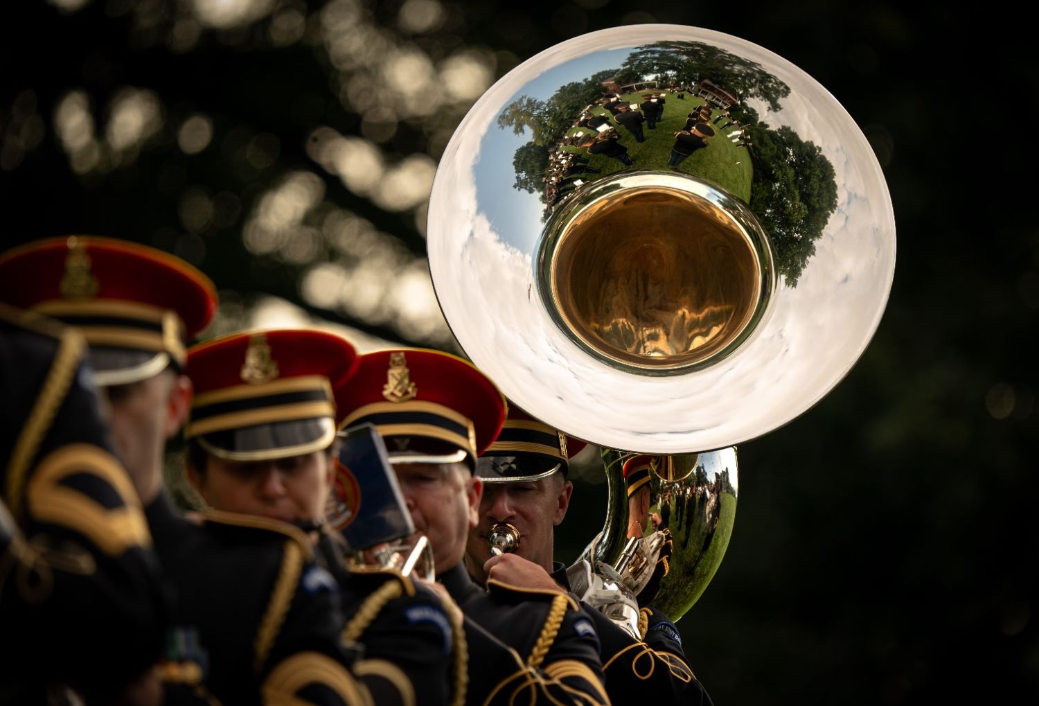 Members of the U.S. Army Band played during an arrival ceremony