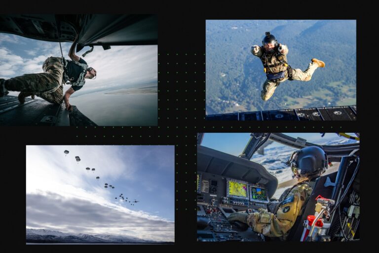 photos of soldiers perform missions above the ground