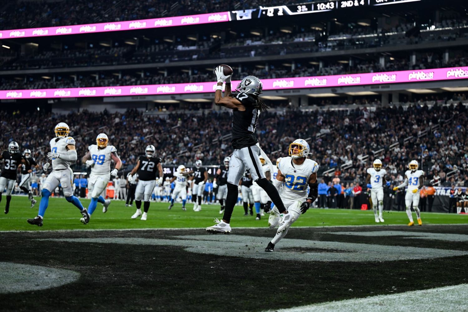 football players in Allegiant Stadium