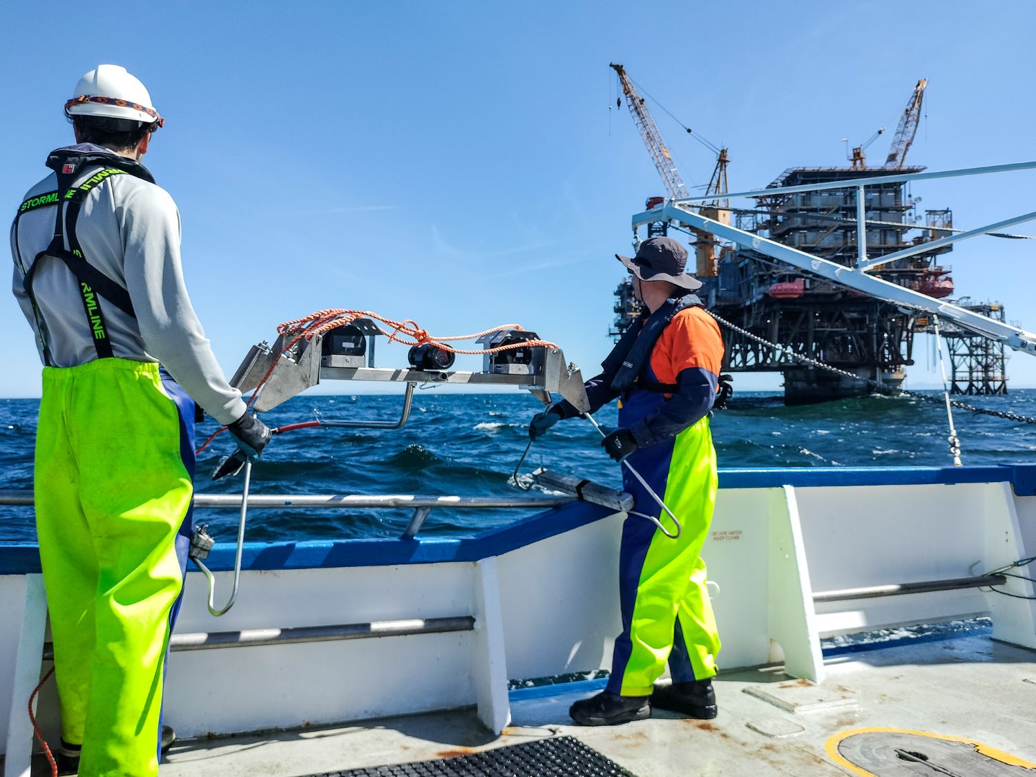 USF Marine Science staff in a ship