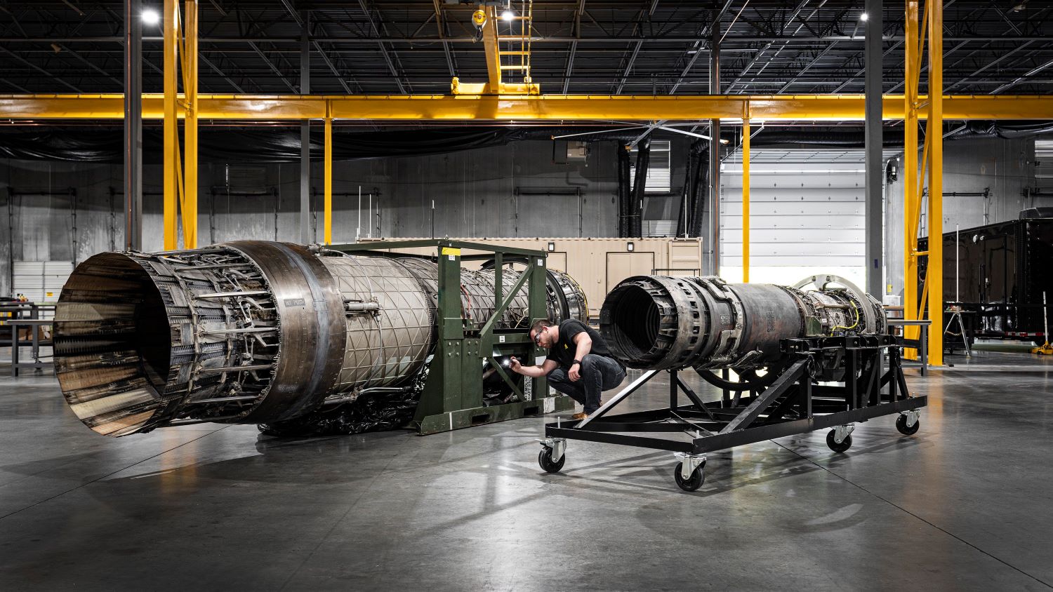 Hermeus engineers inspect the engine