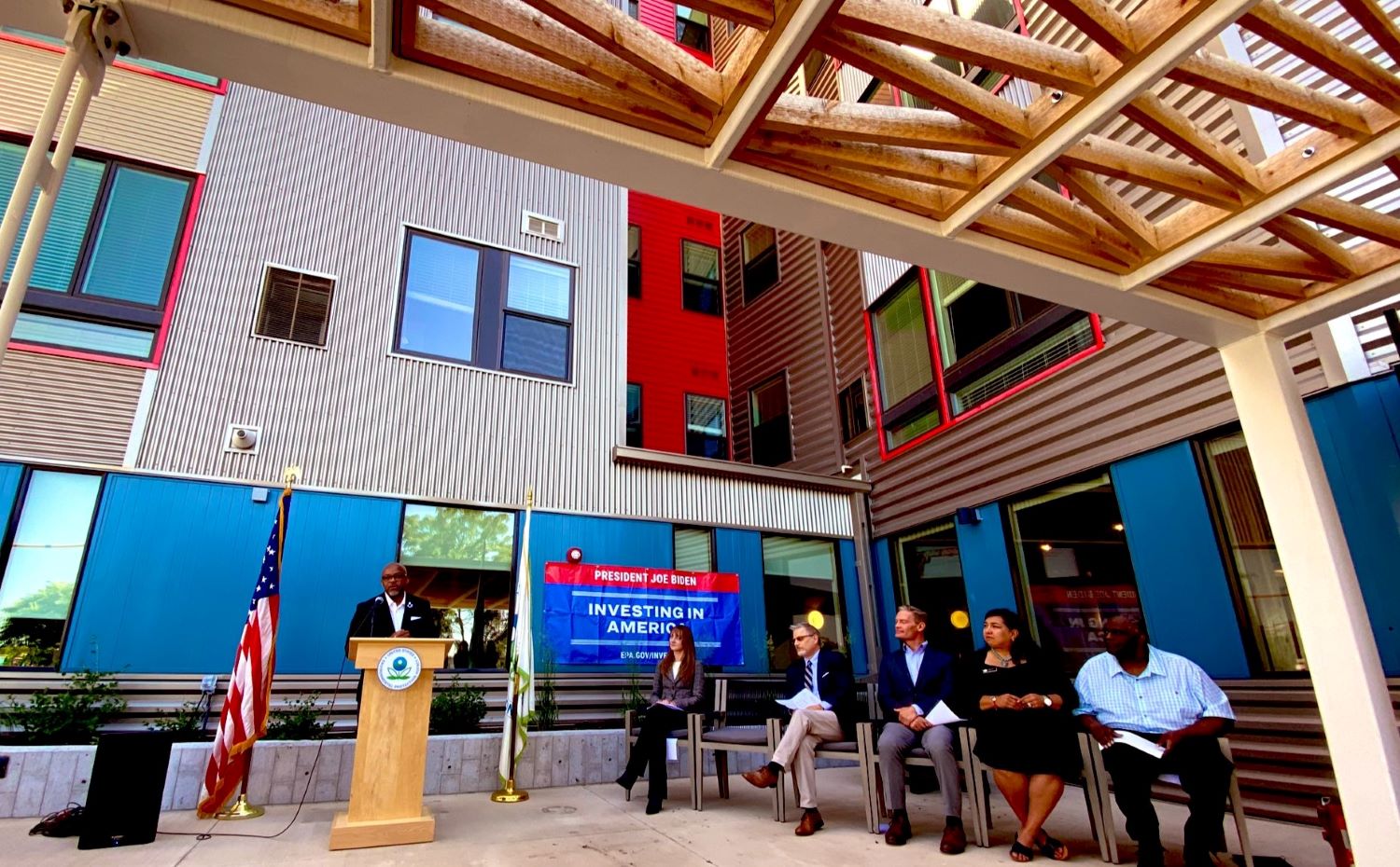 Michael B. Hancock is in a conference