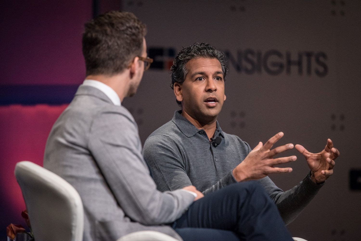 CB Insights staff interview guest in a fintech conference