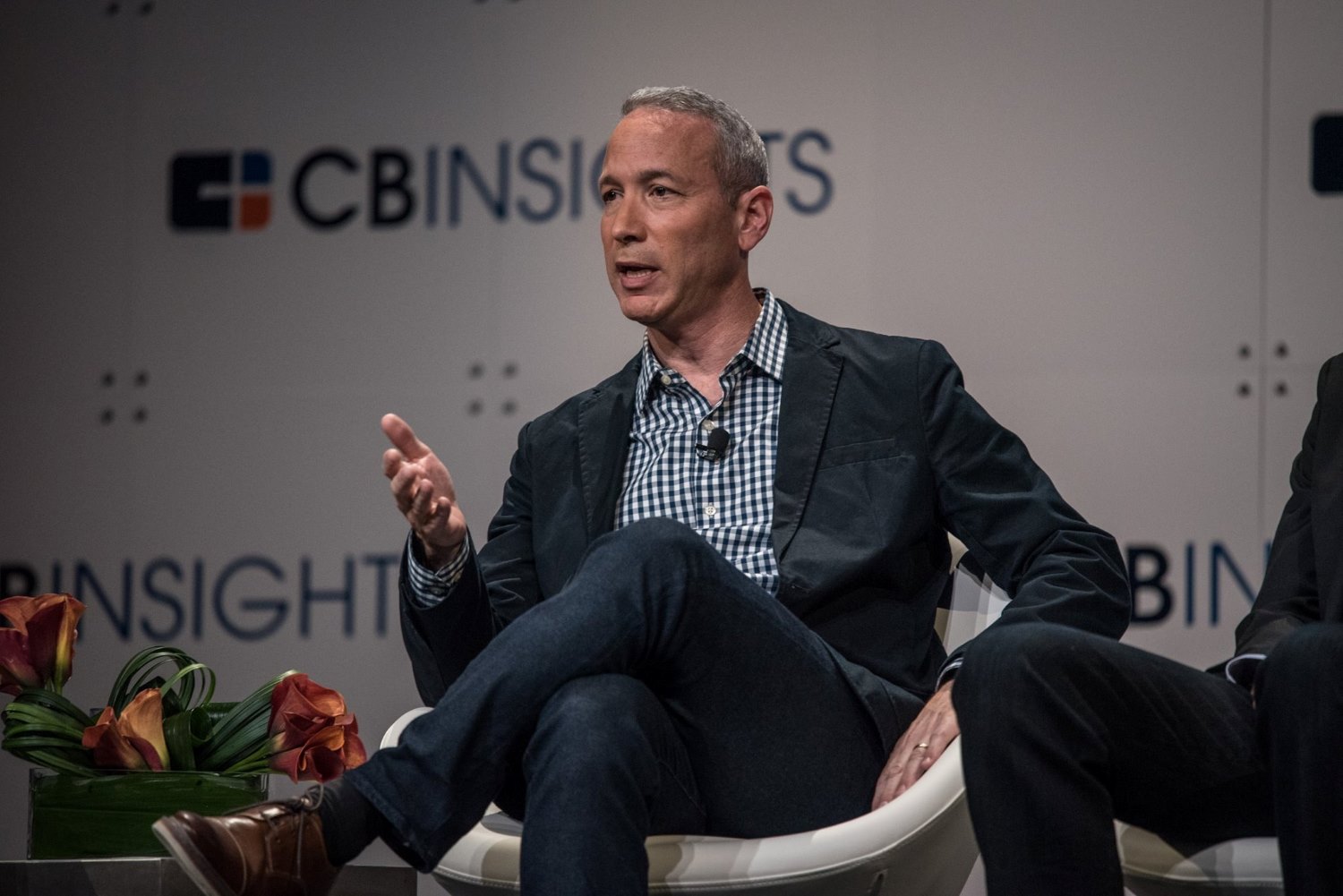 CB Insights staff interview a high-profile tech icon in the conference