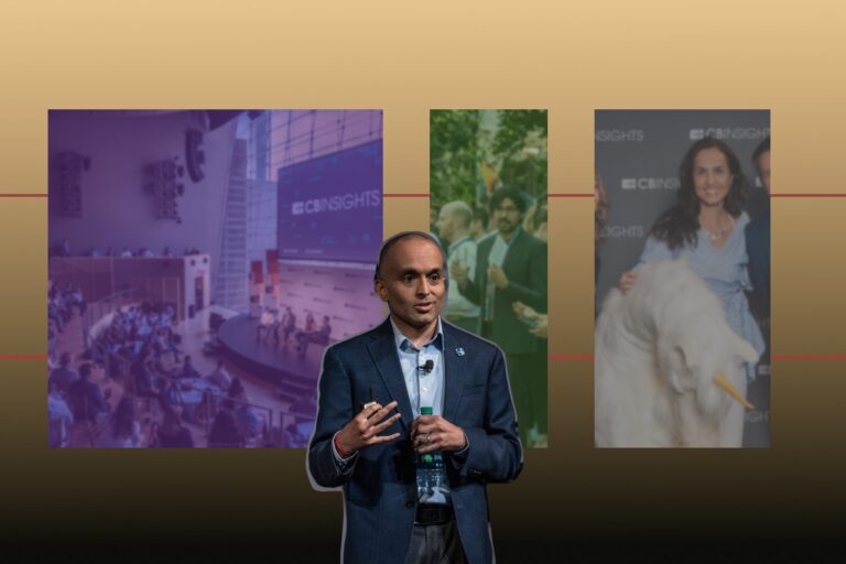 CB Insights CEO Anand Sanwal speaks on stage