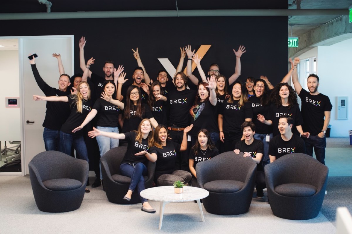 Brex team celebrate at the headquarter office