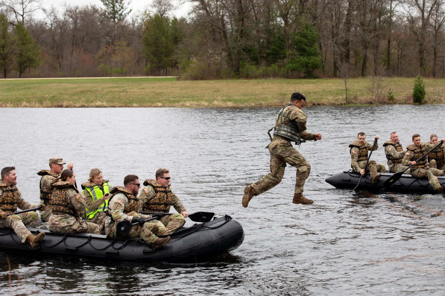 Minnesota Army National Guard Sgt. Ronnell D. Shaw leapt into the water