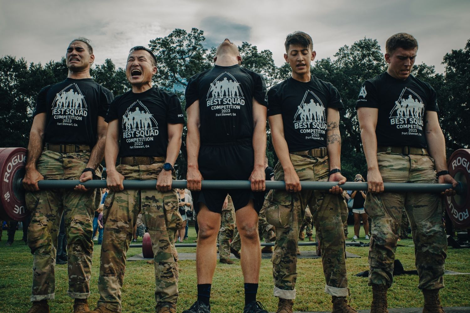 deadlifting over 450 pounds together in unison