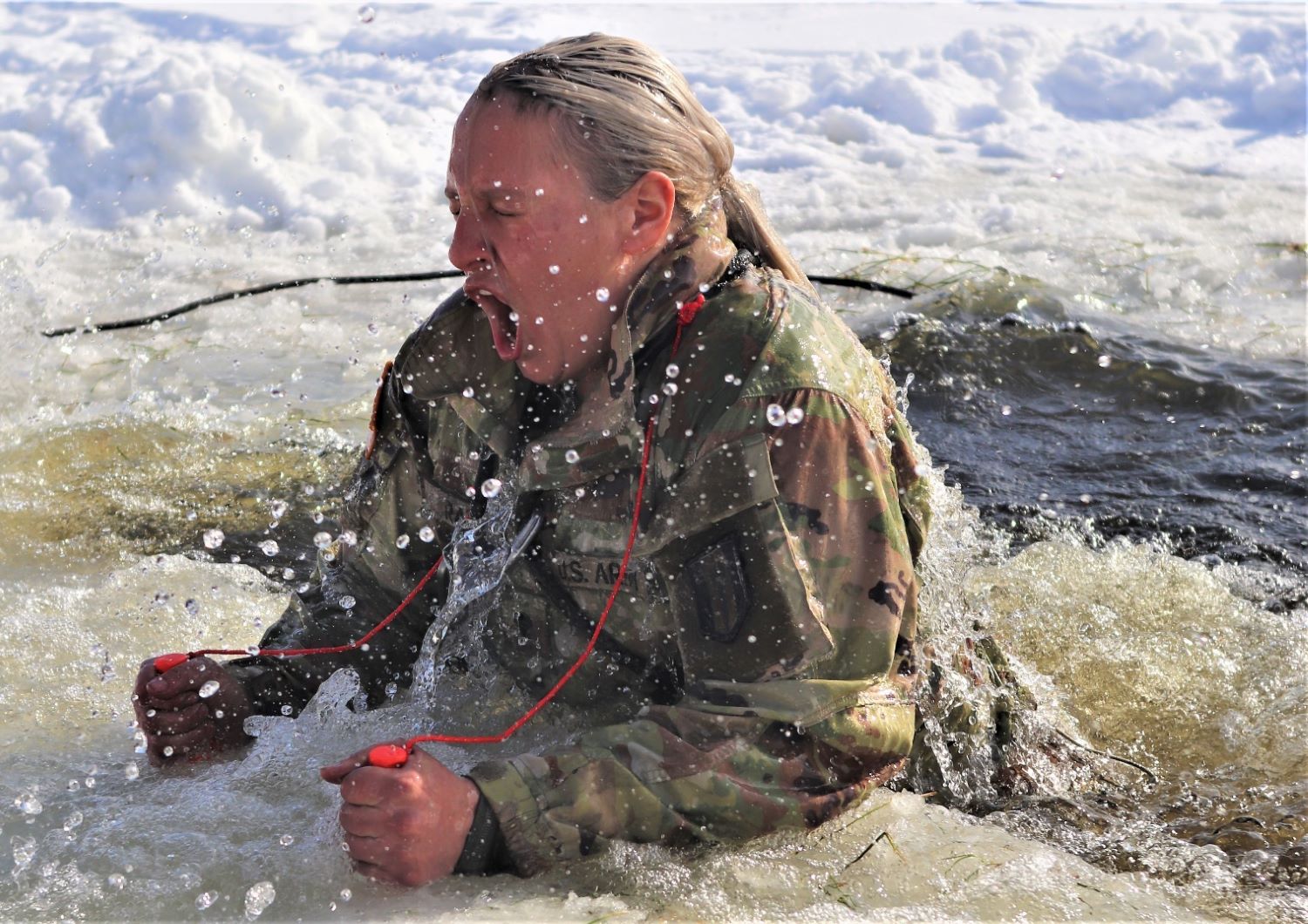 A Soldier took part in cold water immersion training