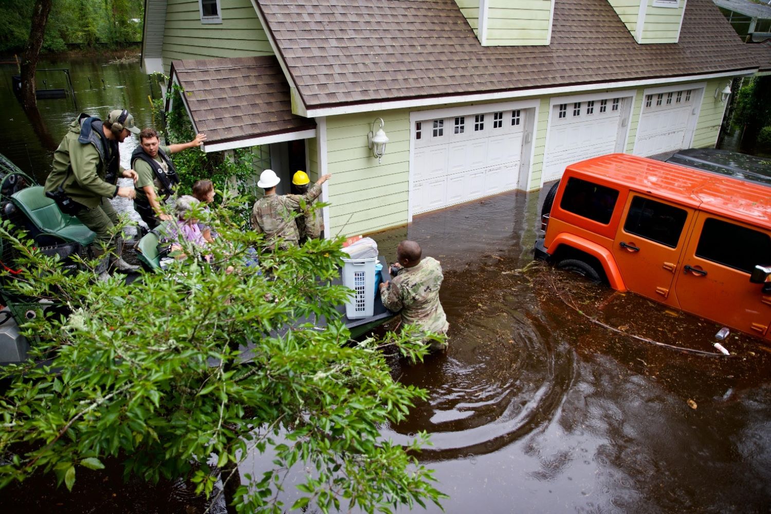Soldiers from the 868th Engineer Company carried out a high-water rescue operation
