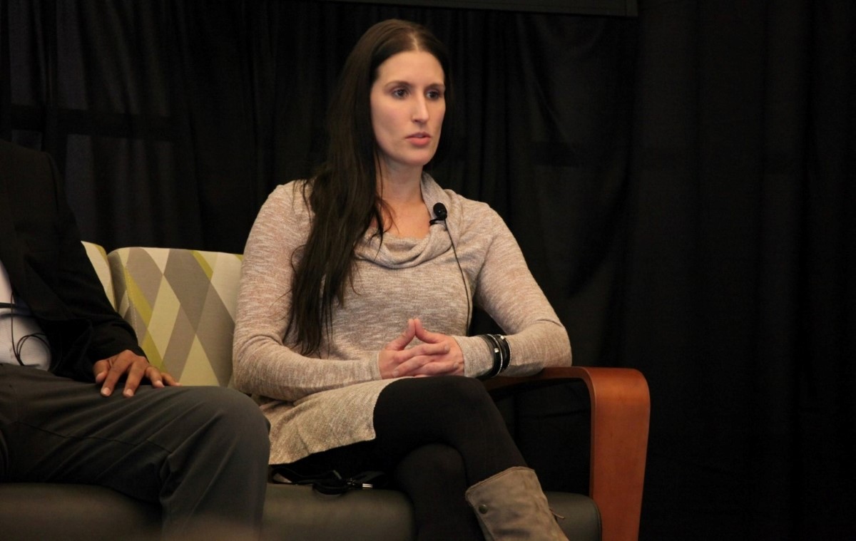Engineers network and speaks at a conference