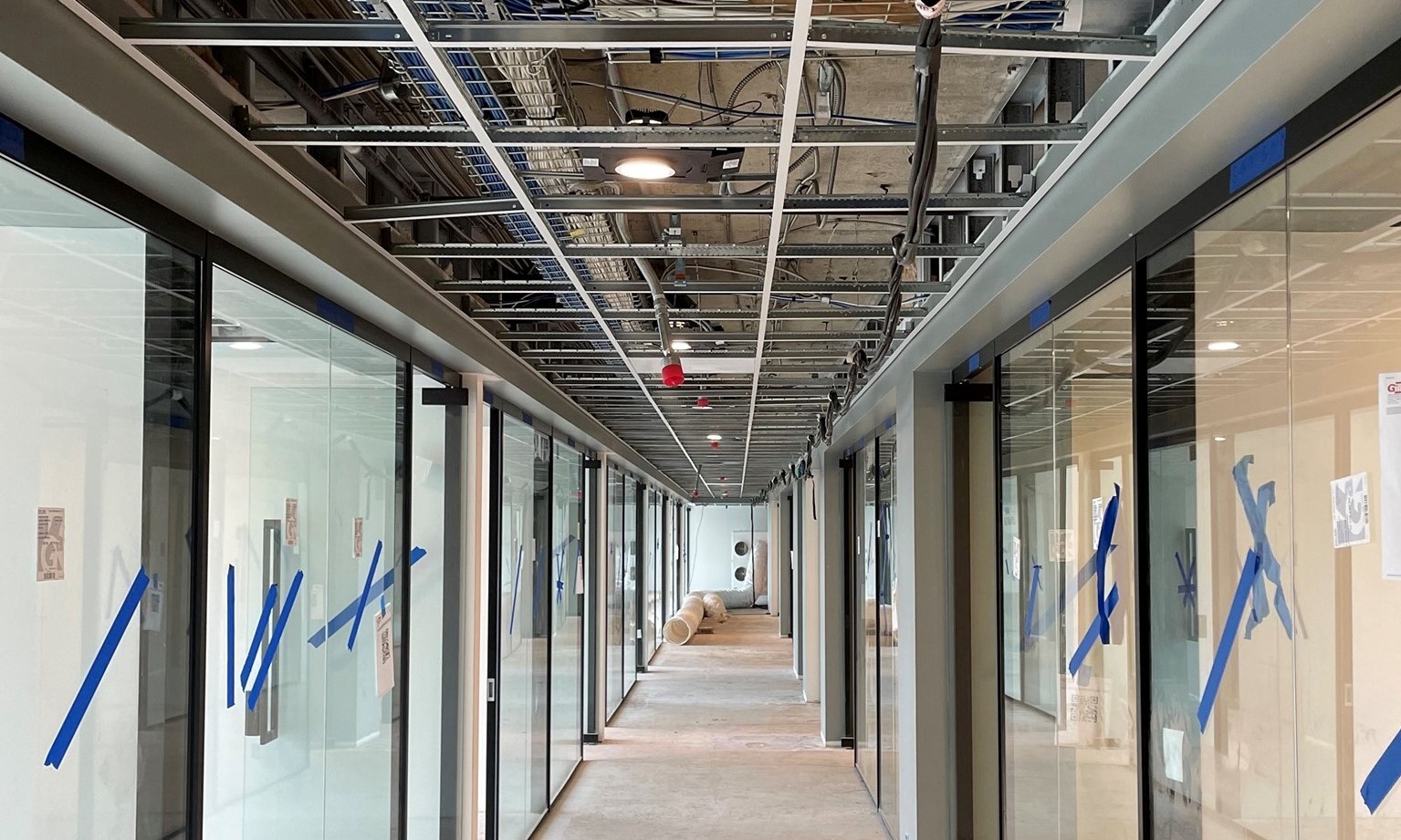 Electrical installation work in the process at a job site
