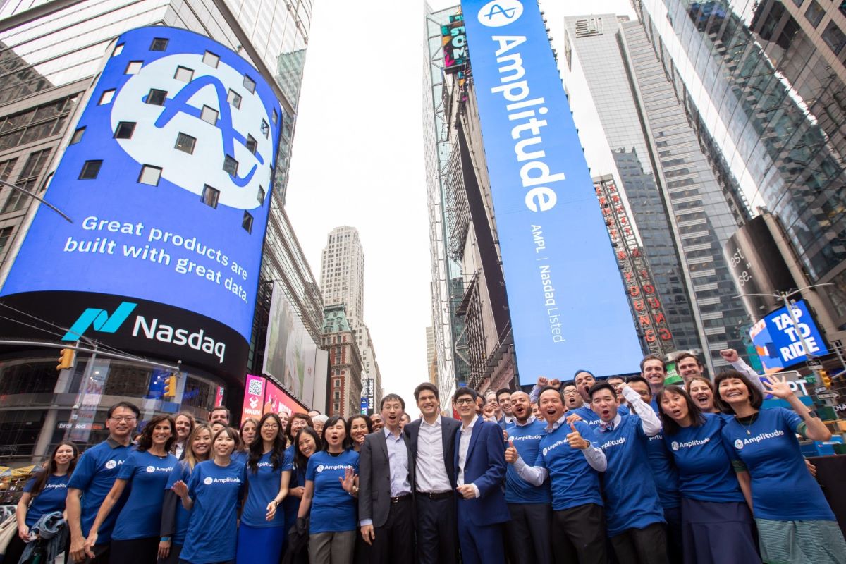 Amplitude staff celebrate at the IPO event