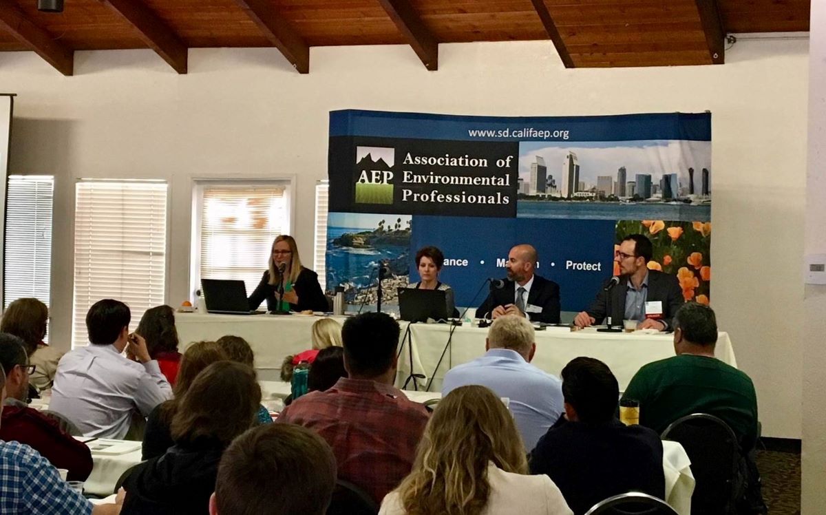 Michael Baker staff speaks at a conference of Association of Environmental Professionals