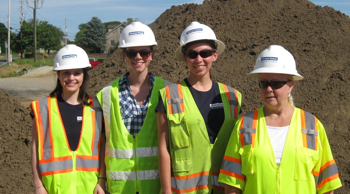 Michael Baker engineers collaborate at a job site