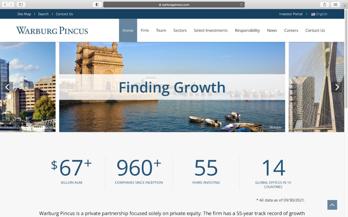 Warburg Pincus website homepage
