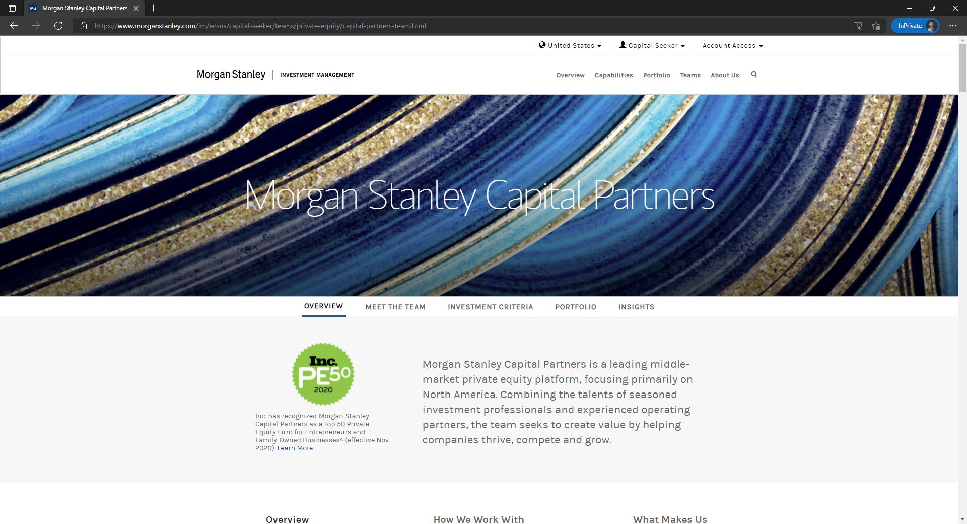 Morgan Stanley private equity investment division