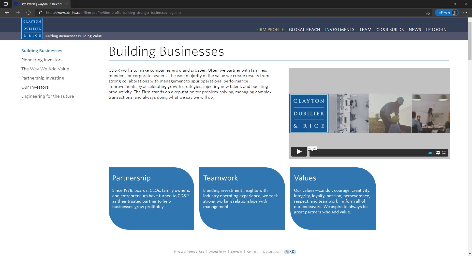 Clayton, Dubilier & Rice website homepage