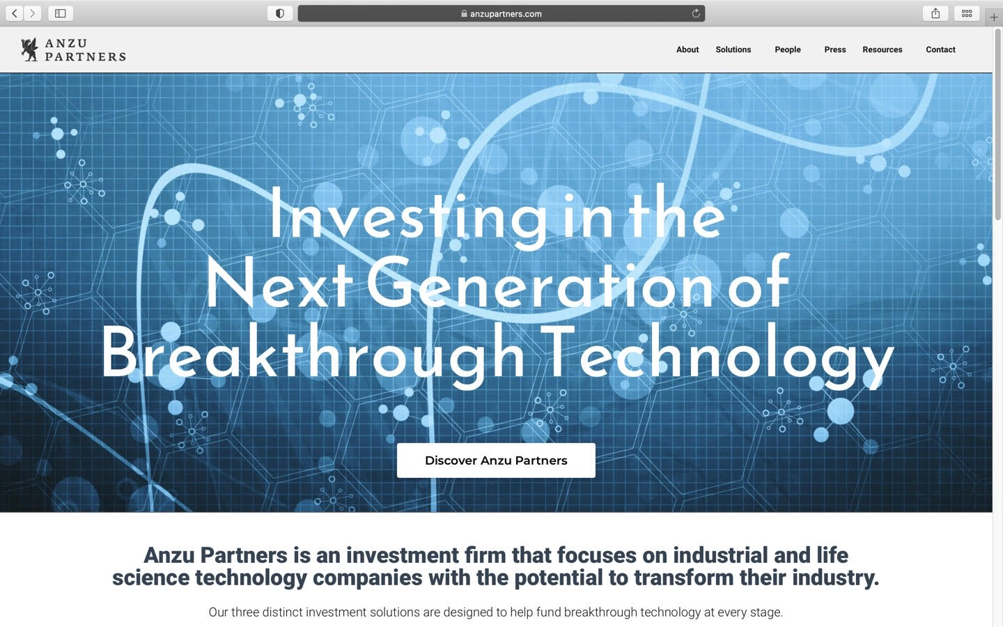 Anzu Partners website homepage