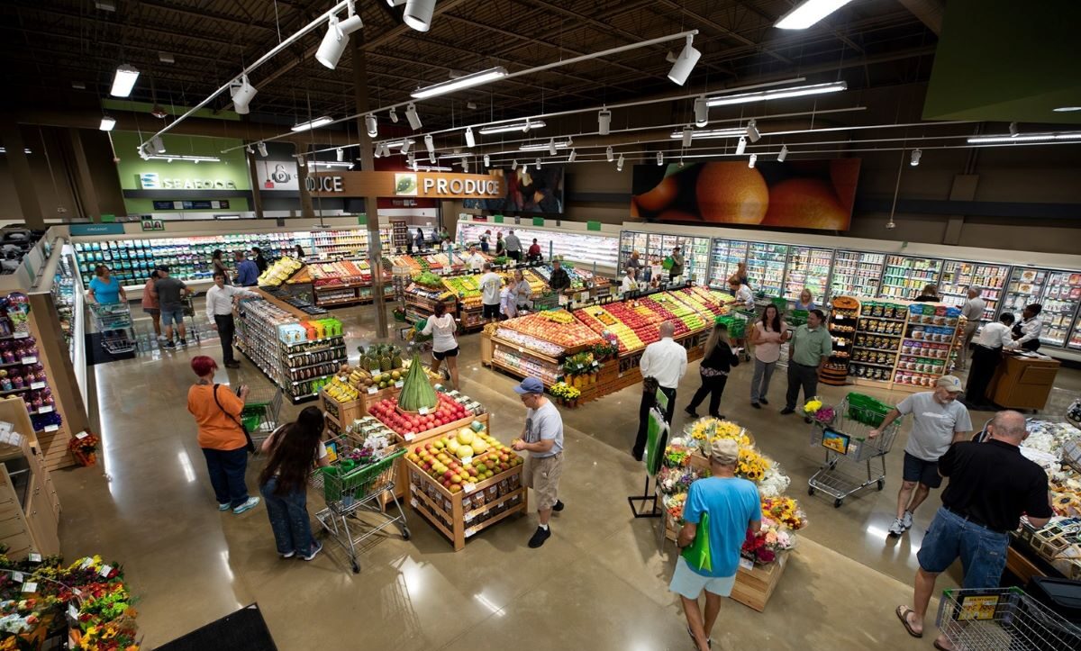 People shops at a local grocery store