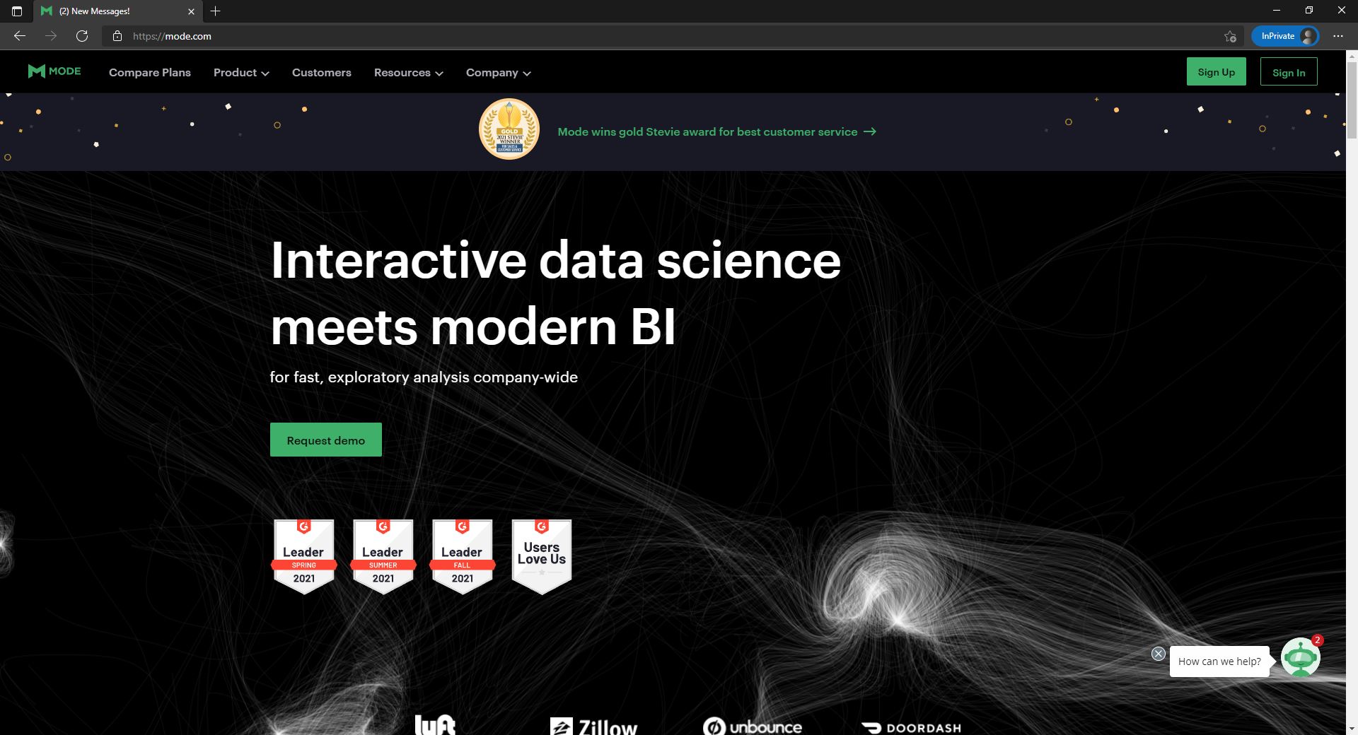 Mode Analytics website homepage