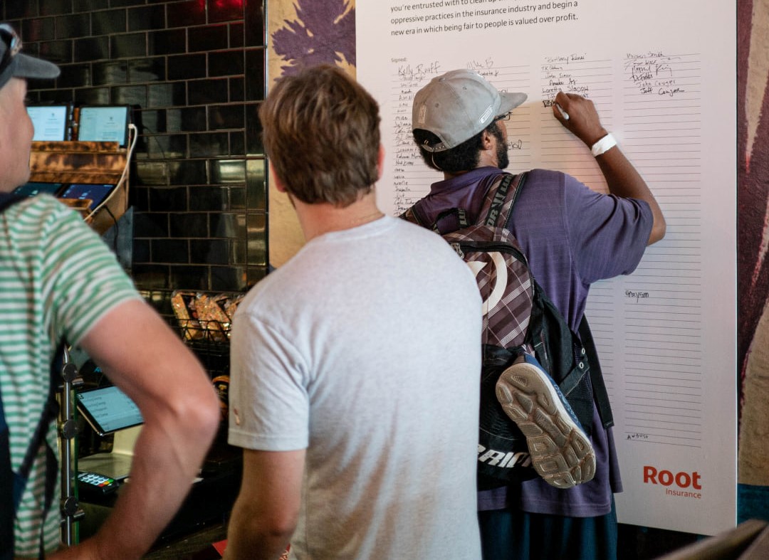 Root staff collaborate with users at a local restaurants