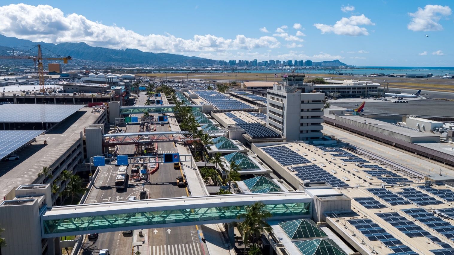 Hawaii airport and downtown view