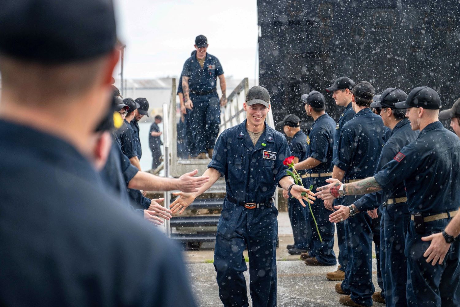 Sailors aboard the USS Jefferson City were warmly welcomed as they returned to their homeport