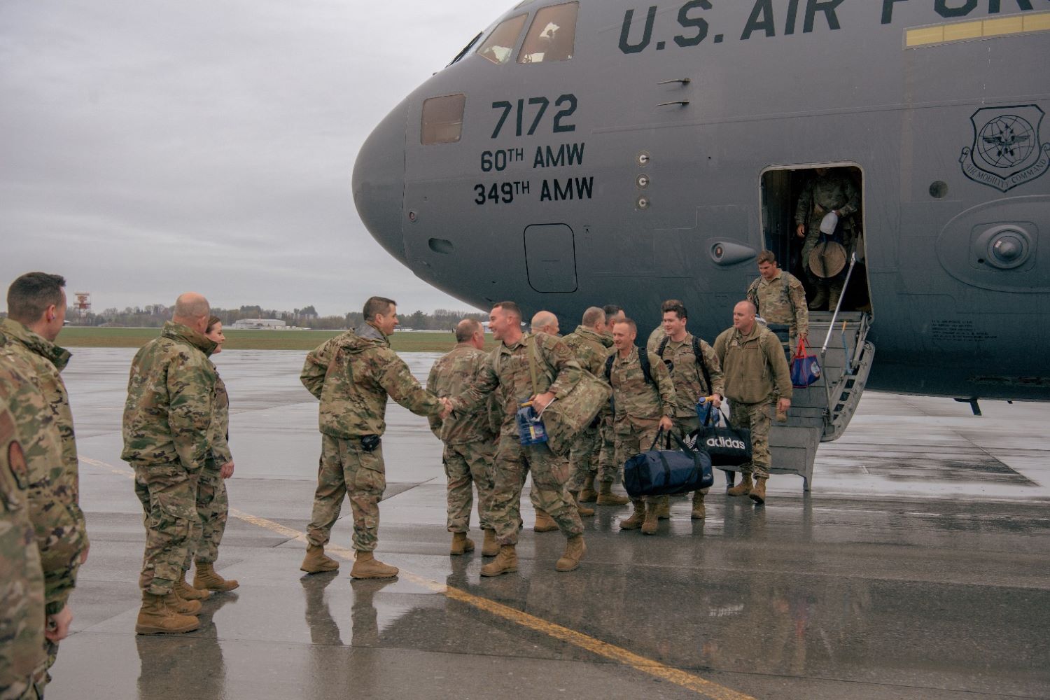 Airmen from the 158th Fighter Wing of the Vermont Air National Guard returned to South Burlington Air National Guard Base in Vermont