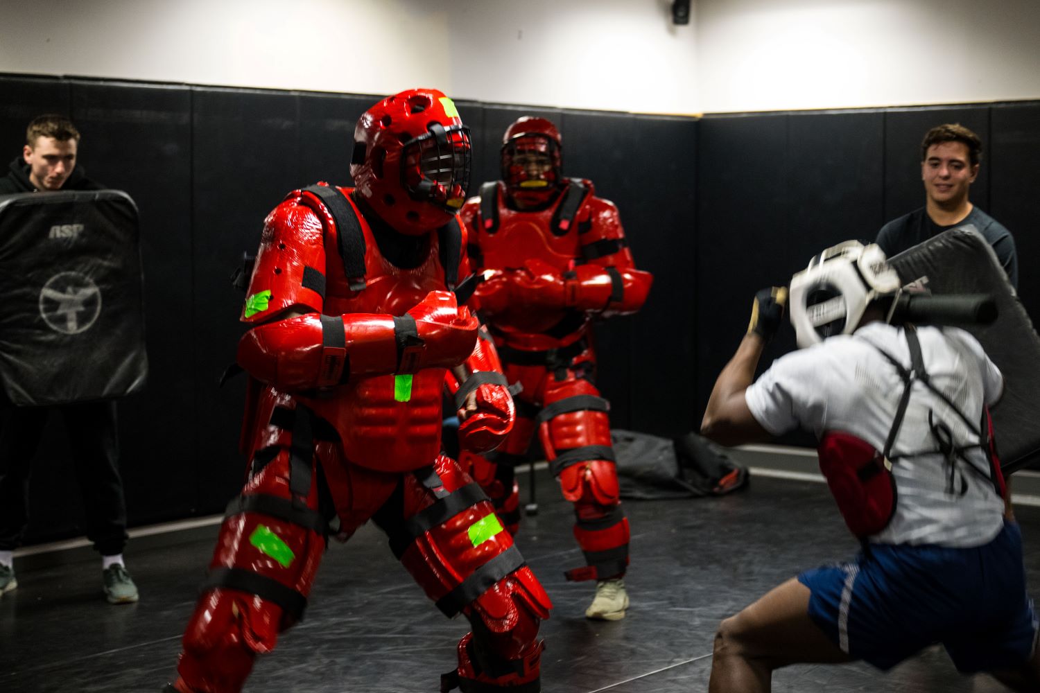 solider spars with a Red Man