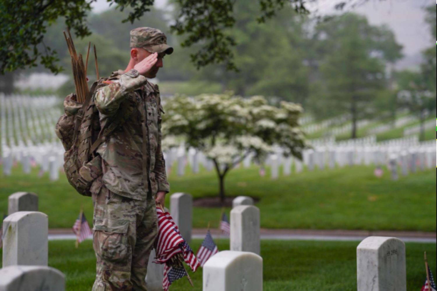 Soldier performs Flags in tradition