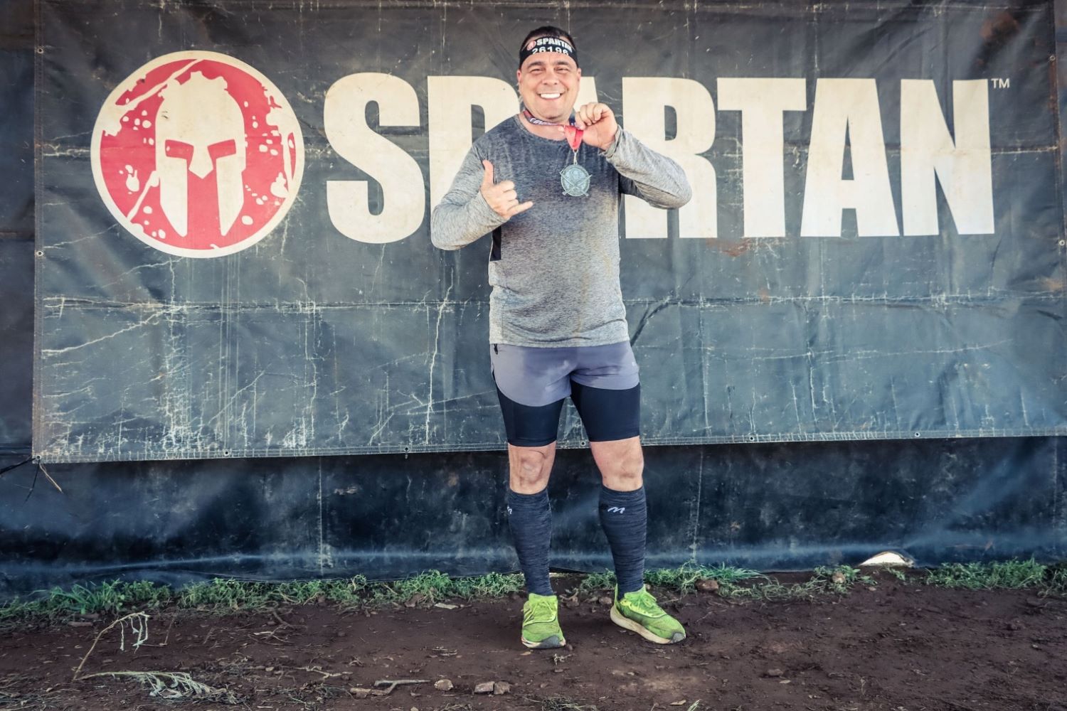 ,James Walk shows his medal